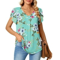 Ženske ljetne majice s rukavima s laticama, bluze s kratkim rukavima i dekolte u obliku slova u, majica s vintage