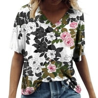 Ženska ljetna majica s kratkim rukavima s kratkim rukavima S izrezom u obliku rukava, ležerni vrhovi s cvjetnim