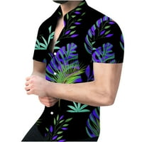 Muške košulje casual kratkih rukava muške Casual gumbi u boji blok Havajski print s džepom za odbacivanje košulja