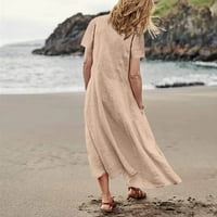 Ljetna Ženska haljina Plus veličine široka haljina za plažu kratkih rukava s okruglim vratom A kroja haljine s