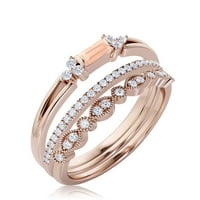 Klasični minimalistički zaručnički prsten s Morganitom izrezanim baguetom od 2 karata i dijamantnim Moissanitom,