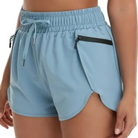 Ženske ljetne sportske kratke hlače za trčanje s podstavom s džepovima, visokim strukom, jednobojnim tiskanim