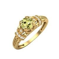 10K zlatni cvjetni okrugli ženski prsten od limunskog kvarca