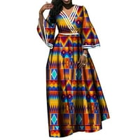 Afrička duga dizajnerska modna ženska haljina od pamučnog materijala s izrezom u obliku slova 94710