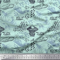 Tkanina Od Poli Georgette s printom hobotnica, kit i meduza, tkanina s oceanskim printom široka dvorišta