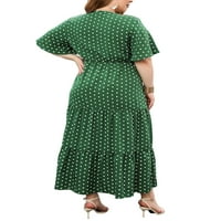Luksuzna ženska sundress Plus size duga haljina s izrezom u obliku slova U, ljetna boho Maksi haljina, zelena