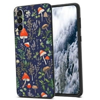 Tamnoplava-Čarobna-šuma-gljive-Botanički-priroda-estetski-sjajni-Futrola za telefon za žene i muškarce, Mekani