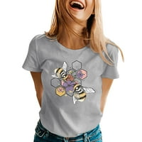 Ženske majice, modne ženske košulje, Ležerne ženske proljetne i ljetne majice s pčelinjim printom, majica s okruglim