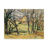 Zaštitni znak likovne umjetnosti 'Drveće i kuće u blizini platnene umjetnosti Jas de Bouffan' Paul Cezanne