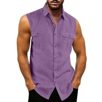Košulje za muškarce muške ljetne majice Double Pockeshirt bez rukava Skrenite košulje s ovratnikom muške košulje