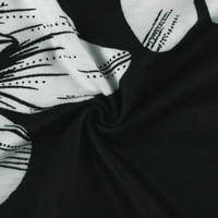 Ženski vrhovi vole žene modno V print za vrat labavi plus majice kratkih rukava bluza crna l