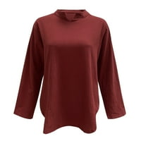 Ženska modna široka jednobojna majica dugih rukava s izrezom u obliku slova u, Bluza, majice, Ženske majice za