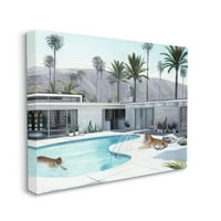 Stupell Industries Tiger Ljetni bazen Moderna kućna palmi platno zidne umjetničke dizajn Urban Road, 16 20