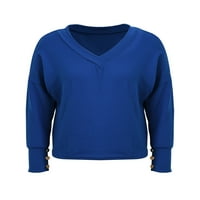 A. M. / ženska ležerna jednobojna majica s izrezom u obliku slova a,bluza, labavi vrhovi dugih rukava, pulover