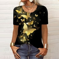 Ženska Nova majica s izrezom u obliku slova A s modnim printom na kopčanje kratki rukav retro Print Top casual