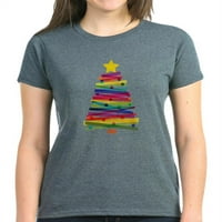 Cafepress - Šarena majica božićnog drvca - Ženska tamna majica