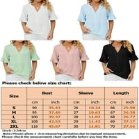 SANVIGLOR WOMEN BLOUSE V VOCK KRIJSKE Čvrste boje Tops Elegantna košulja s tunikom Beach Crna 2xl
