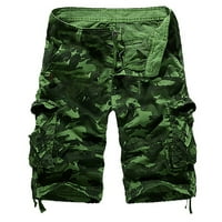Teretne hlače za muškarce kratke hlače Multi džepne teretne hlače labave ležerne hlače Ravne noge, zelene, s