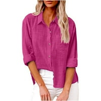 Tklpehg jeseni majice s dugim rukavima za žene bluze vrhovi labavi fit s jednim grudim košuljama gumb gumb solidne