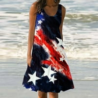 Ženske Ležerne haljine bez rukava Bez rukava Bez rukava s američkom zastavom, labava sundress slatka lepršava