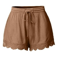 Ženske kratke hlače, Plus Size, čipkaste obične Ležerne ljetne kratke hlače za plažu s elastičnim strukom, udobne