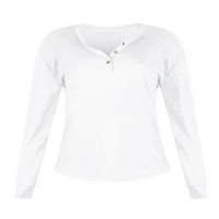 Glookwis žene čvrste boje tunike bluza vreća s baggy vrhovima labava henley majica v gumb za vrat dolje majica