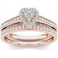 Carat T.W. Dijamantni okvir srca 10KT zaručnički prsten ruže zlata
