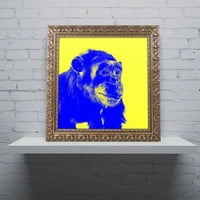 Zaštitni znak likovna umjetnost Chimp No 2 Canvas Art by Claire Doherty, zlatni ukrašeni okvir