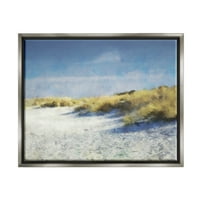 Stupell Beach Reeds pješčana obala pejzažno slikanje sivi plutač uokviren umjetnički print zid umjetnost