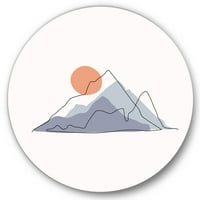 DesignArt 'Sažetak crvenog mjeseca s Mountainscape' Moderni krug metal zidne umjetnosti - disk od 23 godine