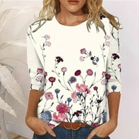 Ženske majice s dugim rukavima, proljetni vrhovi s cvjetnim printom Plus veličine, ženske Ležerne košulje s okruglim