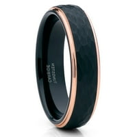 Crni prsten za volfram, vjenčani prsten od ružičastog zlata, prsten volfram karbida, zaručnički prsten, čekić
