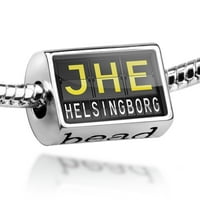 Bead JHE Airport Code za Helsingborg Charm odgovara svim europskim narukvicama