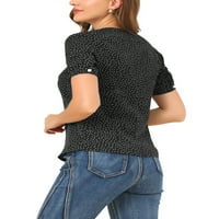 Jedinstvene ponude ženske polka točkice peter pan ovratnik puff rukava ljetna košulja vrh