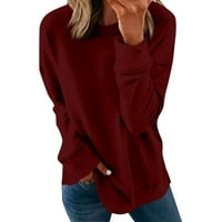 Ženska jesenska i zimska majica s ležernim okruglim vratom tiskana pulover dugih rukava