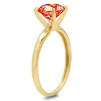 Crveni simulirani dijamant okruglog reza 1K, graviranje žutog zlata 18K, Izjava o godišnjici vjenčanja, vjenčani