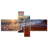 DesignArt 'Zapanjujuća Ocean Beach At Sunset' Seashore Canvas Art Print