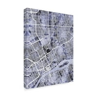 Zaštitni znak likovne umjetnosti 'Detroit Michigan City Map Blue' platno umjetnost Michaela Tompsetta