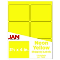 Oznake adrese za dostavu papira i omotnice, 4, po paketu, neonsko žuto