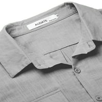 Muški vrhovi majica dugih rukava majica s reverom bluza običnog kroja ležerna uredska majica u sivoj boji