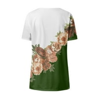 Ženske majice s kratkim rukavima, Bluza s okruglim vratom, ženska ležerna ljetna tunika s cvjetnim printom, majice