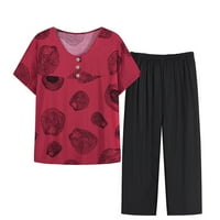 Odjeća za žene ljetni puloveri s kratkim rukavima s cvjetnim printom, vrhovi, trenirke, casual kompleti Capri