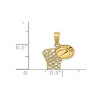 Ogrlica s obručem za košarku od 14k žutog zlata s lancem
