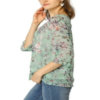 Jedinstveni prijedlozi Ženska bluza s okruglim vratom s volanima na dnu i cvjetnim printom