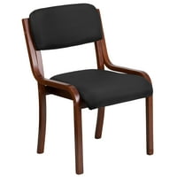 _ Moderna stolica za prijem od oraha sa sjedalom od crne tkanine