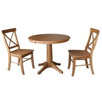 Okrugli proširivi stol za blagovanje od punog drveta od 36 inča s križnim naslonima od hrastovog hrasta iz ae