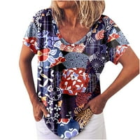 Ženske majice s izrezom u obliku slova u, modne ženske ljetne majice s kratkim rukavima, Ležerne bluze s izrezom