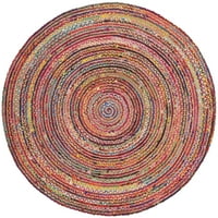 Tkani tepih u boji, okrugli, 5'5', Crveni Multi