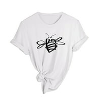 Majice za žene, ženske proljetne i ljetne majice s printom pčela, majica kratkih rukava s okruglim vratom, ljetni