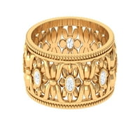 Dijamantni prsten s cvjetnim uzorkom inspiriran prirodom, 14k žuto zlato, 6,00 USD